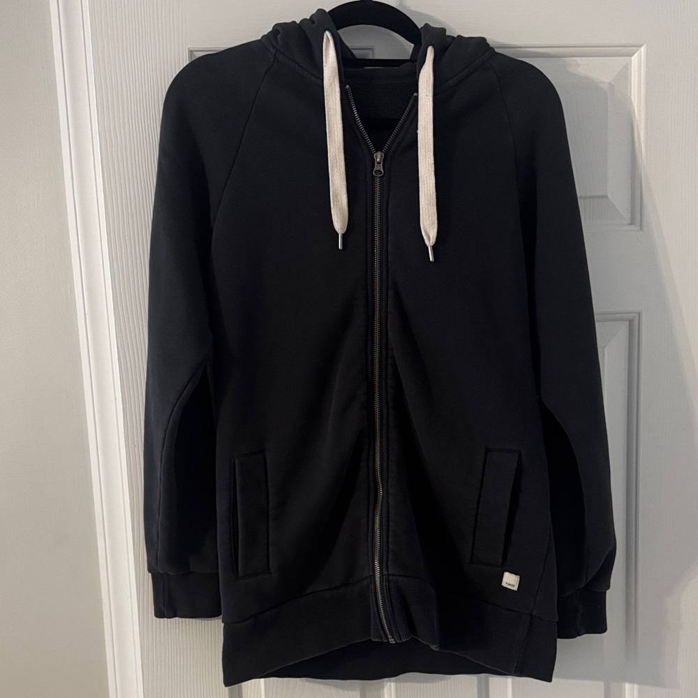 Vuori Black Zip Hoodie with Drawstrings